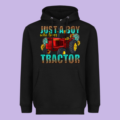 Just A Boy Who Loves Tractor Heavyweight Hoodie Designed By Texasbilliewilder