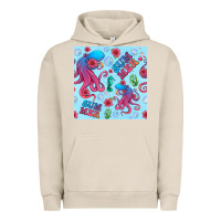 Pigment French Oak summer and octopus seamless pattern Urban Hoodie - BundleAndBundleShop