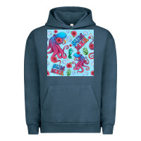 Pigment Midnight Navy summer and octopus seamless pattern Urban Hoodie - BundleAndBundleShop
