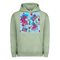 Pigment Oil Green summer and octopus seamless pattern Urban Hoodie - BundleAndBundleShop