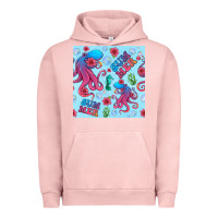 Pigment Salmon summer and octopus seamless pattern Urban Hoodie - BundleAndBundleShop