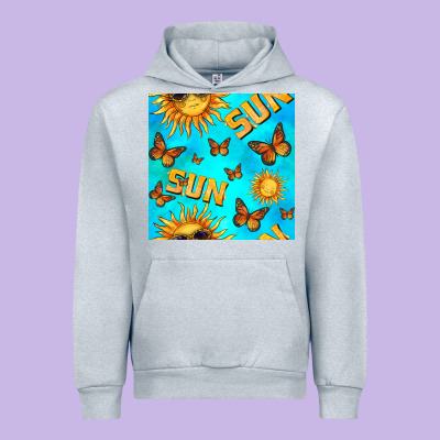 Sun With Butterfly Seamless Pattern Urban Hoodie Designed By Bundleandbundleshop