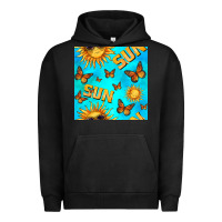 Pigment Black sun with butterfly seamless pattern Urban Hoodie - BundleAndBundleShop
