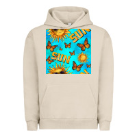 Pigment French Oak sun with butterfly seamless pattern Urban Hoodie - BundleAndBundleShop