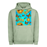 Pigment Oil Green sun with butterfly seamless pattern Urban Hoodie - BundleAndBundleShop