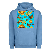 Pigment Pebble Blue sun with butterfly seamless pattern Urban Hoodie - BundleAndBundleShop