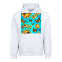 White sun with butterfly seamless pattern Urban Hoodie - BundleAndBundleShop