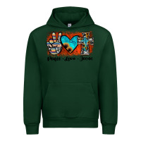 Forest Green peace love jesus Urban Hoodie - JahusDesignShop