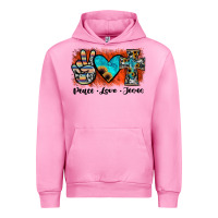 Fuchsia Pink peace love jesus Urban Hoodie - JahusDesignShop