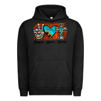 Pigment Black peace love jesus Urban Hoodie - JahusDesignShop
