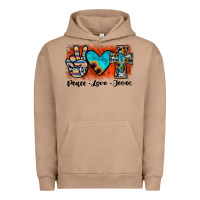 Pigment Burro peace love jesus Urban Hoodie - JahusDesignShop
