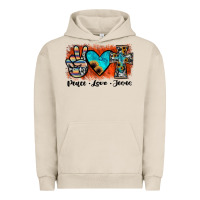 Pigment French Oak peace love jesus Urban Hoodie - JahusDesignShop