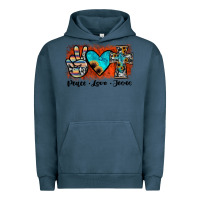 Pigment Midnight Navy peace love jesus Urban Hoodie - JahusDesignShop