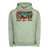 Pigment Oil Green peace love jesus Urban Hoodie - JahusDesignShop