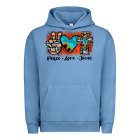 Pigment Pebble Blue peace love jesus Urban Hoodie - JahusDesignShop
