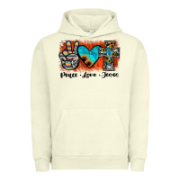 Pigment Pistachio peace love jesus Urban Hoodie - JahusDesignShop