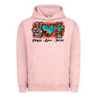 Pigment Salmon peace love jesus Urban Hoodie - JahusDesignShop