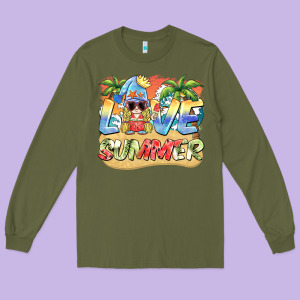 Love Summer Gnomes  Background Long Sleeve Tee Designed By Barkaloodesign