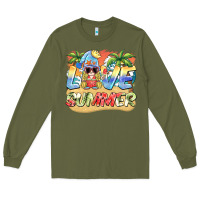 Army Green love summer gnomes  Background Long Sleeve Tee - BarkalooDesign