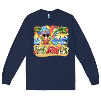 Navy love summer gnomes  Background Long Sleeve Tee - BarkalooDesign