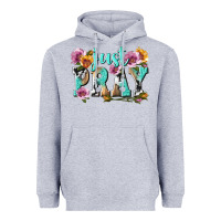 Heather Grey just pray Heavyweight Hoodie - texasbilliewilder