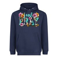 Navy just pray Heavyweight Hoodie - texasbilliewilder
