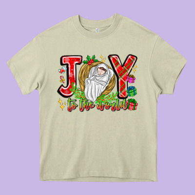 Joy To The World Heavy Core Tee Designed By Cowhidedigitalart
