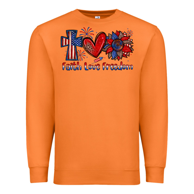 Faith Love Freedom Premium Sweatshirt by Zillion Design Studio | Teevron