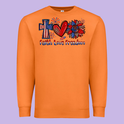Faith Love Freedom Premium Sweatshirt Designed By Zillion Design Studio