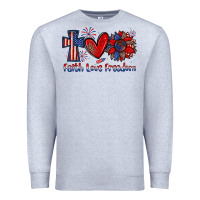 Heather Grey faith love freedom Premium Sweatshirt - Zillion Design Studio