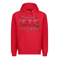 Red buy me chocolate and tell me i'm pretty Premium Hoodie - JahusDesignShop