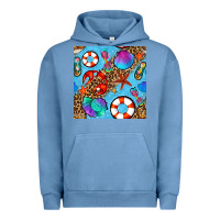 Pigment Pebble Blue summer with leopard seamless pattern Urban Hoodie - BundleAndBundleShop