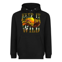 Black keep it wild western Heavyweight Hoodie - texasbilliewilder