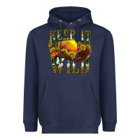 Navy keep it wild western Heavyweight Hoodie - texasbilliewilder