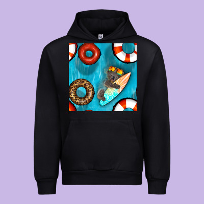 Koala At The Pool Seamless Pattern Urban Hoodie Designed By Bundleandbundleshop
