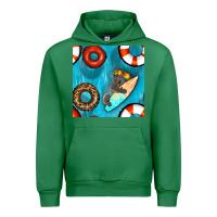 Emerald koala at the pool seamless pattern Urban Hoodie - BundleAndBundleShop