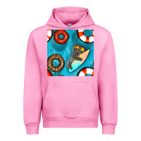 Fuchsia Pink koala at the pool seamless pattern Urban Hoodie - BundleAndBundleShop