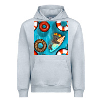 Heather Grey koala at the pool seamless pattern Urban Hoodie - BundleAndBundleShop