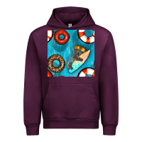 Mauve Wine koala at the pool seamless pattern Urban Hoodie - BundleAndBundleShop