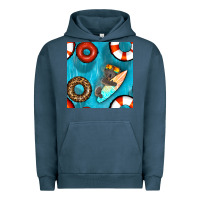 Pigment Midnight Navy koala at the pool seamless pattern Urban Hoodie - BundleAndBundleShop