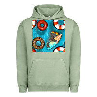 Pigment Oil Green koala at the pool seamless pattern Urban Hoodie - BundleAndBundleShop