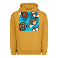 Pigment Peanut Butter koala at the pool seamless pattern Urban Hoodie - BundleAndBundleShop
