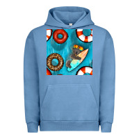Pigment Pebble Blue koala at the pool seamless pattern Urban Hoodie - BundleAndBundleShop