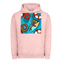 Pigment Salmon koala at the pool seamless pattern Urban Hoodie - BundleAndBundleShop