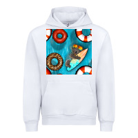 White koala at the pool seamless pattern Urban Hoodie - BundleAndBundleShop