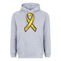 Heather Grey Gold Cancer ribbon Heavyweight Hoodie - RanaPortraitStore