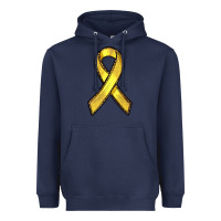 Navy Gold Cancer ribbon Heavyweight Hoodie - RanaPortraitStore