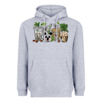Heather Grey koala coffee cups Heavyweight Hoodie - texasbilliewilder