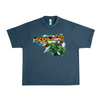 Midnight Navy Maryland Map Sunflower Cactus Serape Urban Heavy Tee - RanaPortraitStore