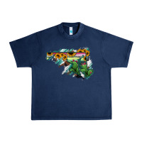 Navy Maryland Map Sunflower Cactus Serape Urban Heavy Tee - RanaPortraitStore
